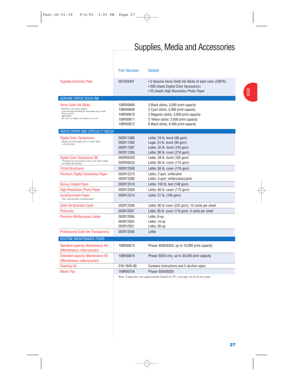 Supplies, media and accessories | Xerox Color Laser Printer User Manual | Page 29 / 108