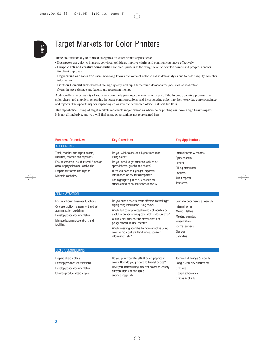 Target markets for color printers | Xerox Color Laser Printer User Manual | Page 8 / 108