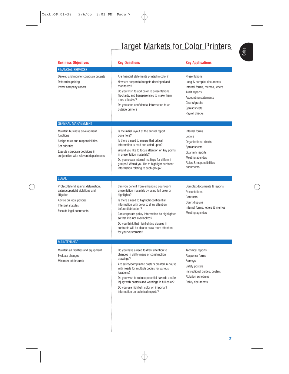 Target markets for color printers | Xerox Color Laser Printer User Manual | Page 9 / 108