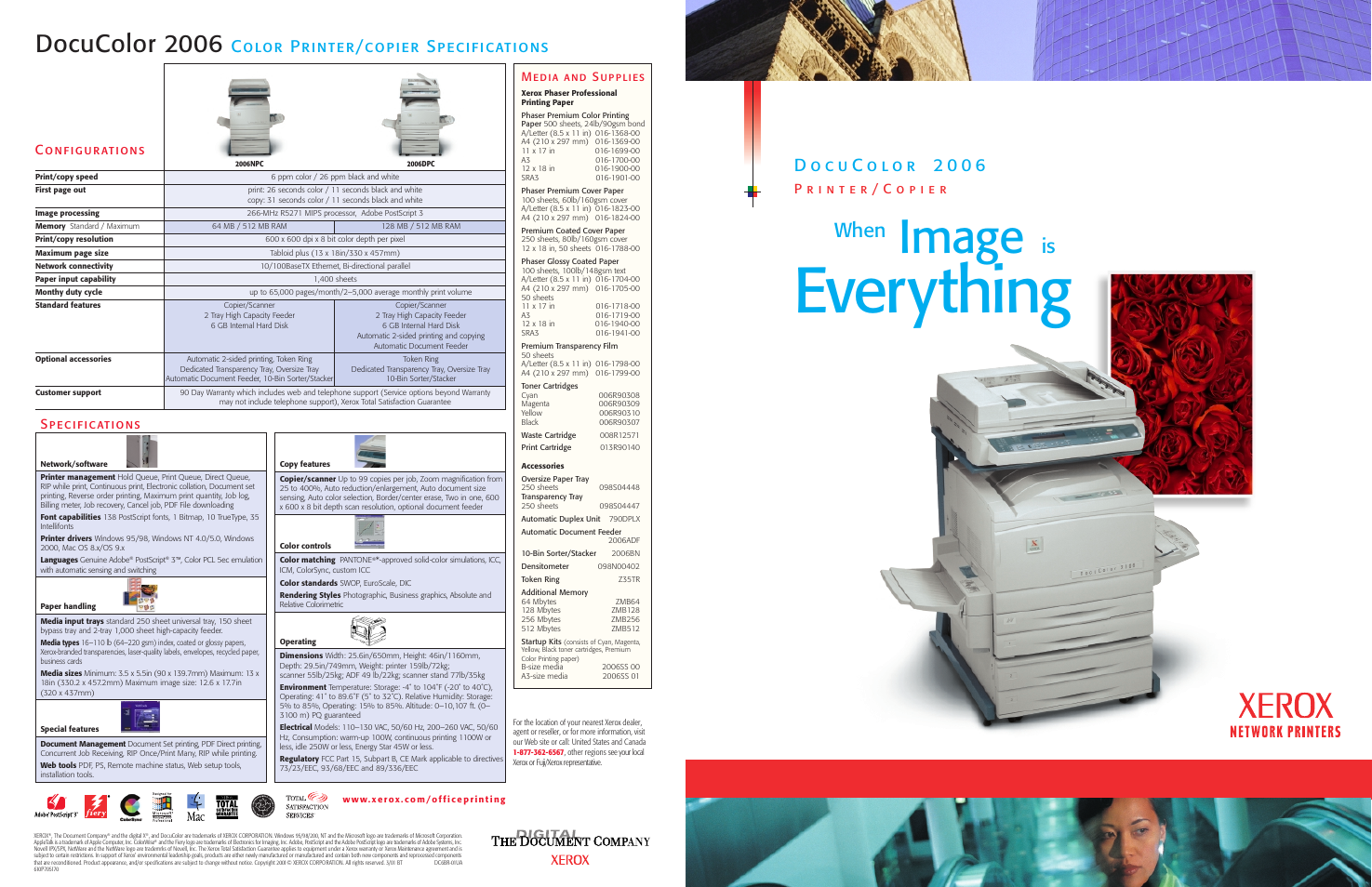 Everything, Image, Docucolor 2006 | When, Color printer/copier specifications, C onfigur ations spec ific ations, Media and supplies | Xerox 2006 User Manual | Page 4 / 4