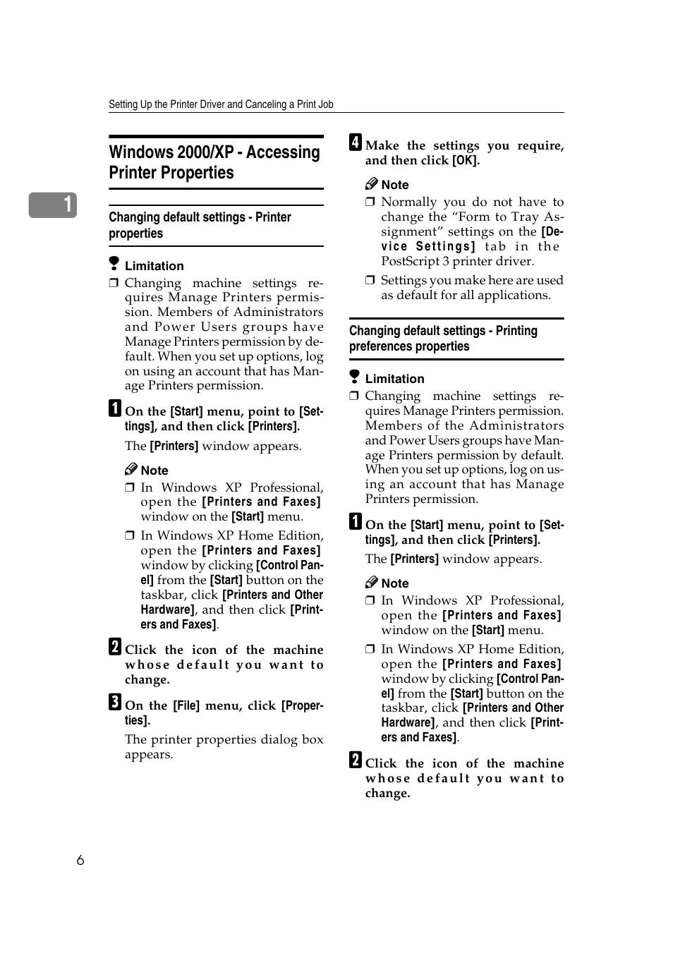 Windows 2000/xp - accessing printer properties, Changing default settings - printer properties | Xerox 2045e User Manual | Page 10 / 78