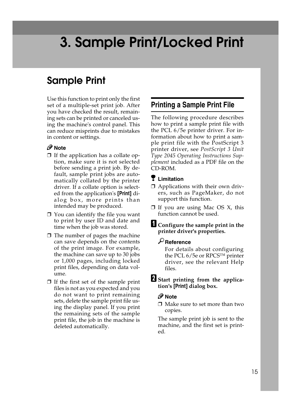  sample print/locked print, Sample print, Printing a sample print file | Sample print/locked print | Xerox 2045e User Manual | Page 19 / 78
