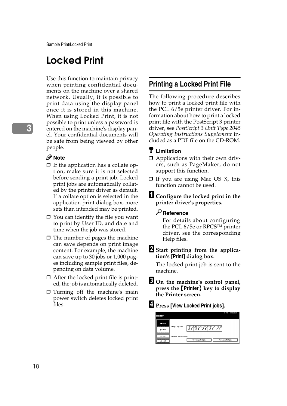 Locked print, Printing a locked print file, 3locked print | Xerox 2045e User Manual | Page 22 / 78