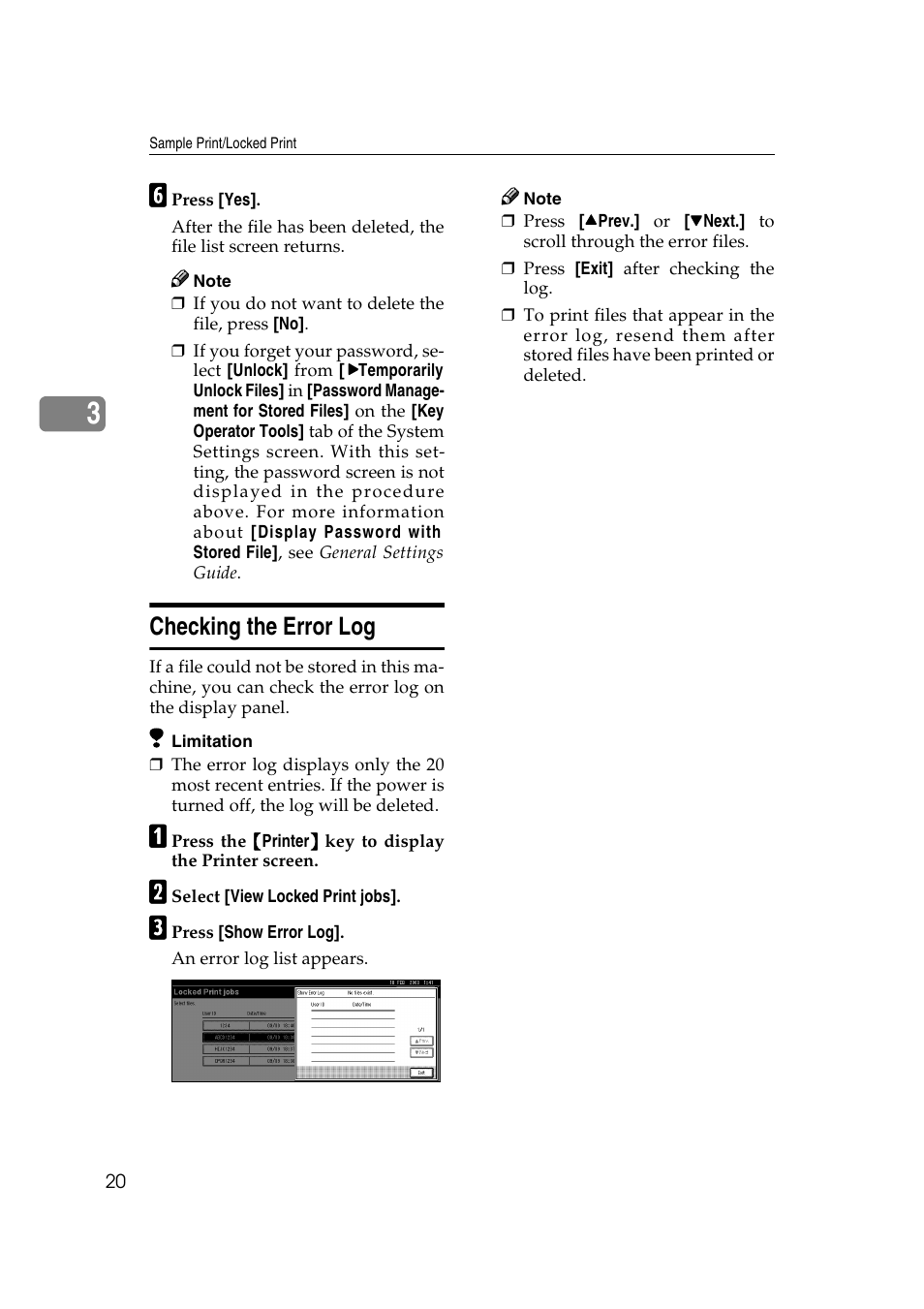 Checking the error log | Xerox 2045e User Manual | Page 24 / 78