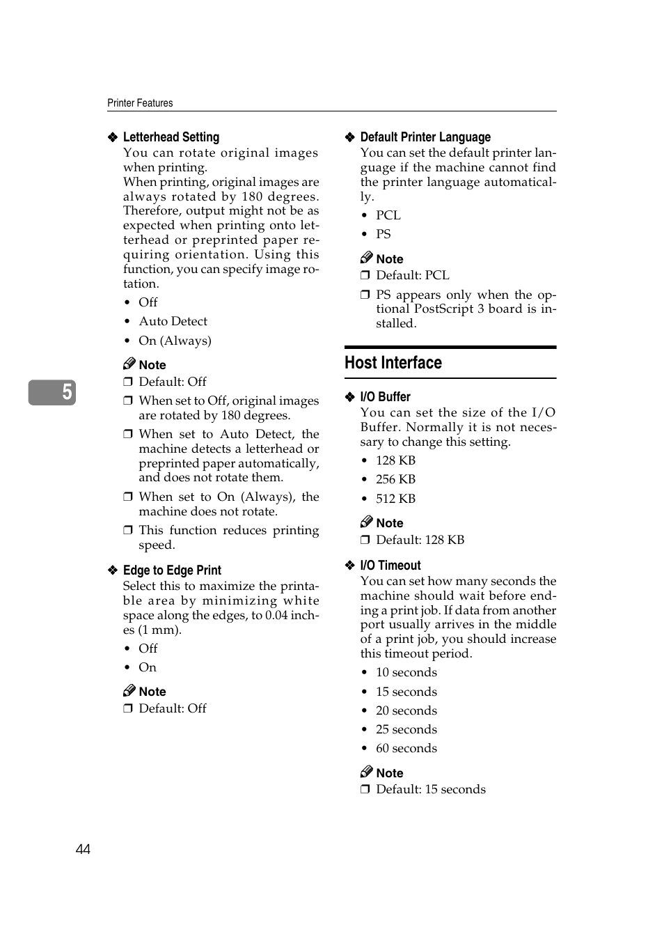 Host interface, Ee p.44 “host interface, P.44 “host interface | Xerox 2045e User Manual | Page 48 / 78