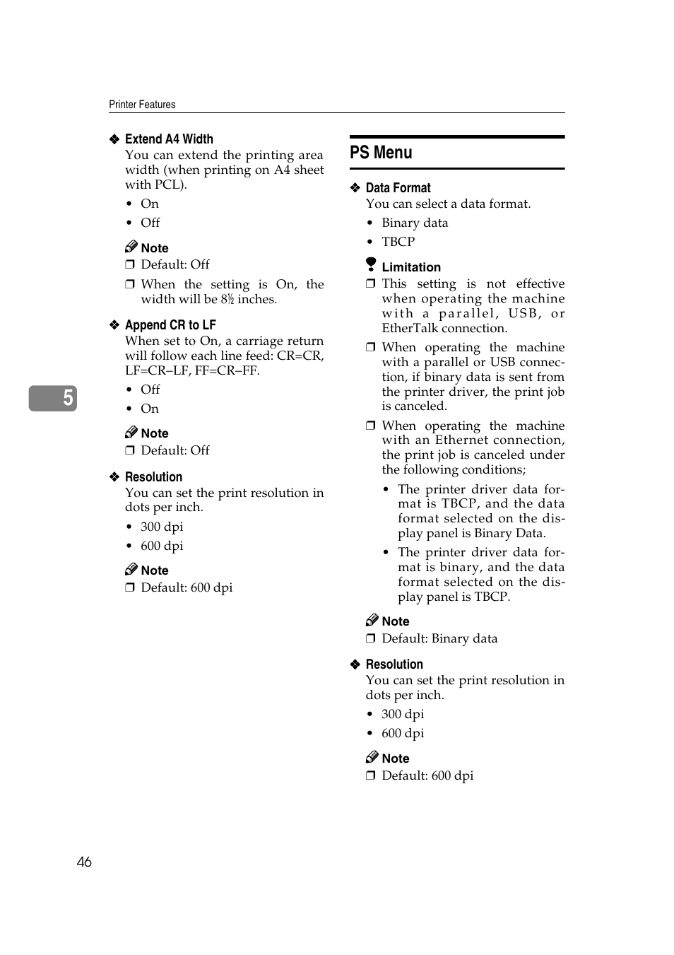 Ps menu, Ee p.46 “ps menu, P.46 “ps menu | Xerox 2045e User Manual | Page 50 / 78