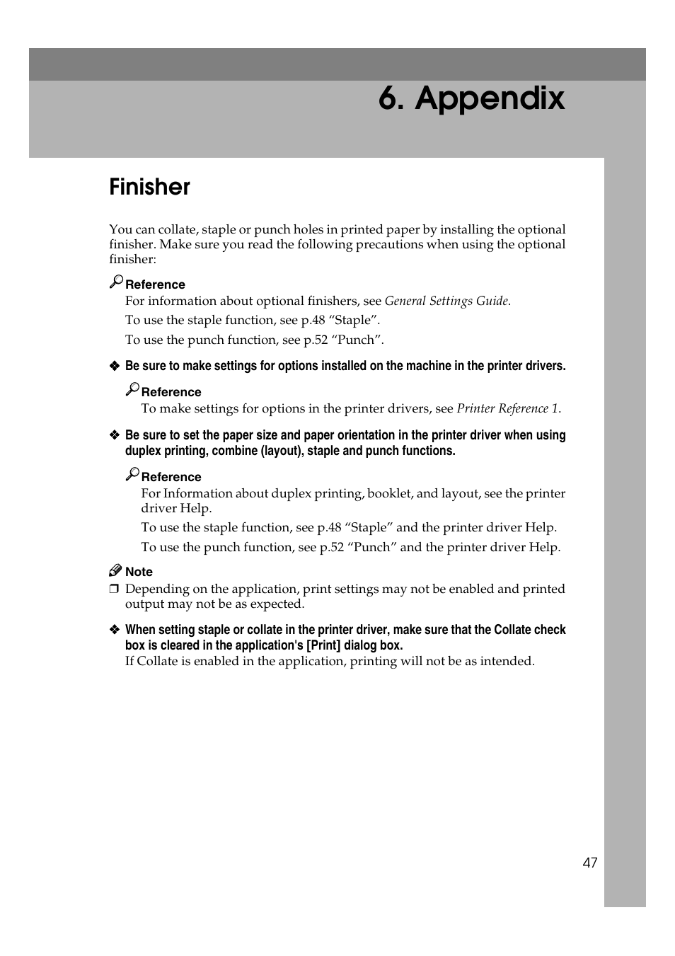  appendix, Finisher, Appendix | Xerox 2045e User Manual | Page 51 / 78