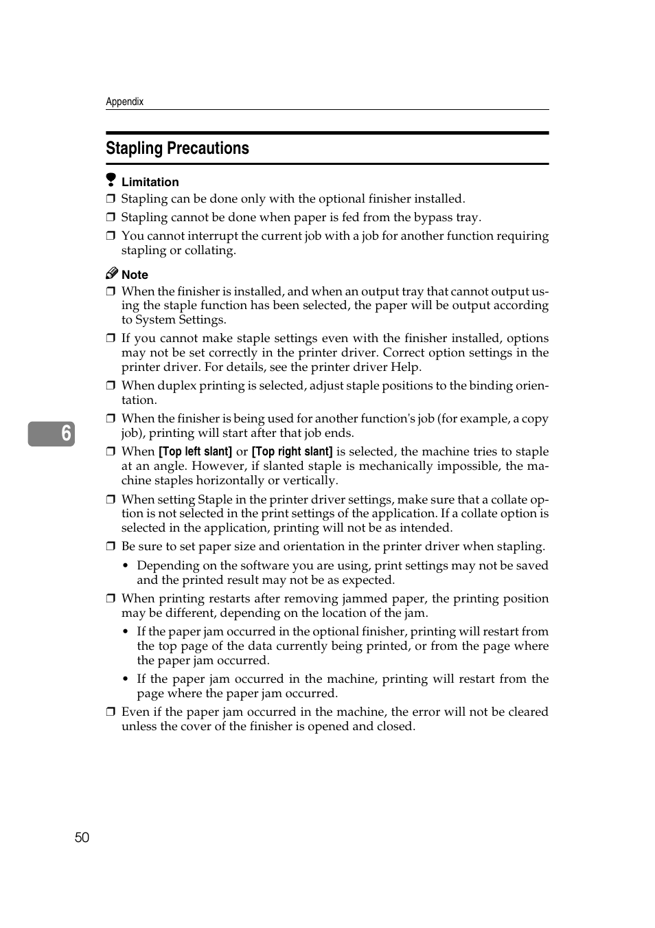 Stapling precautions | Xerox 2045e User Manual | Page 54 / 78