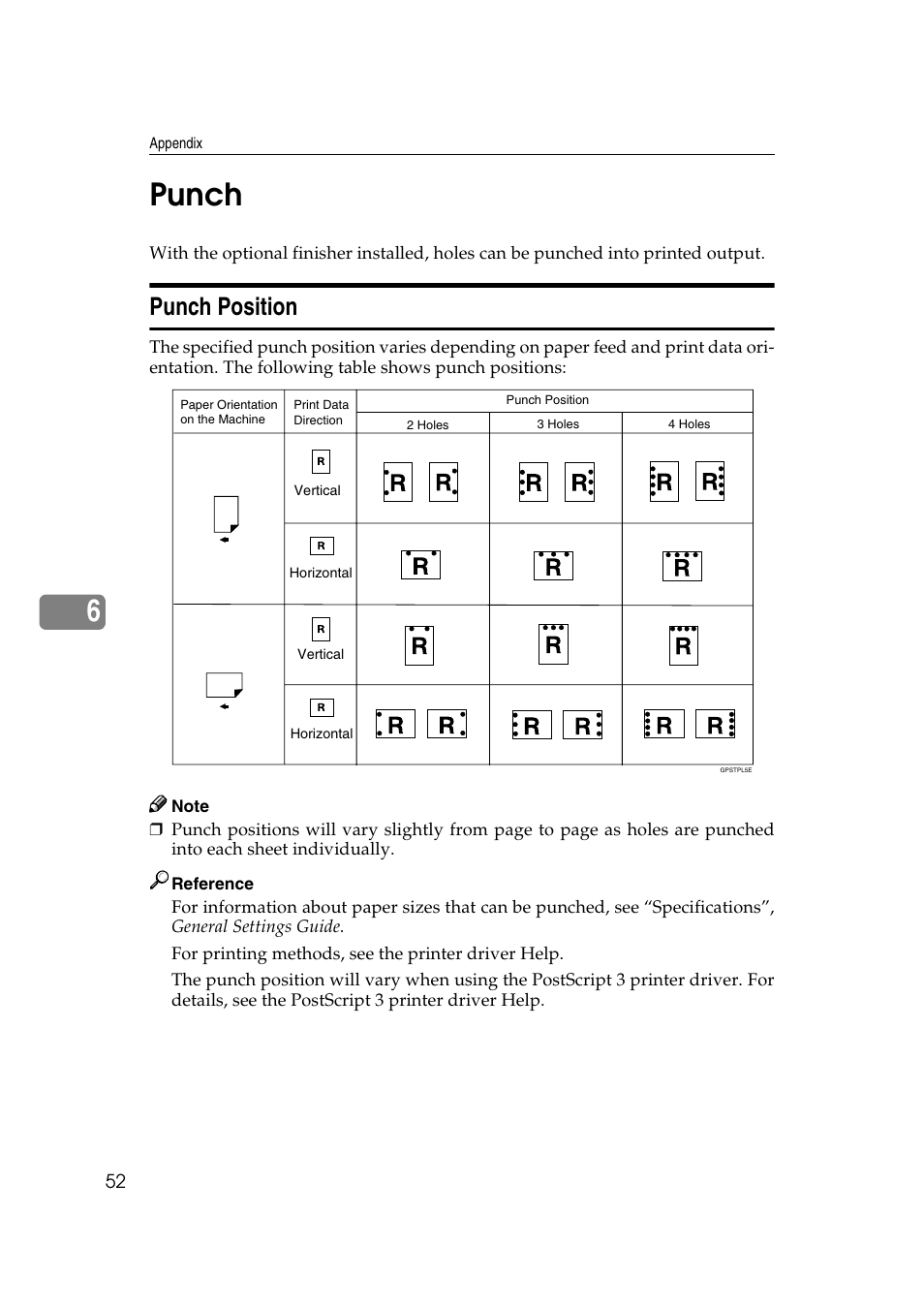 Punch, Punch position, P.52 “punch | See p.52 “punch, 6punch | Xerox 2045e User Manual | Page 56 / 78