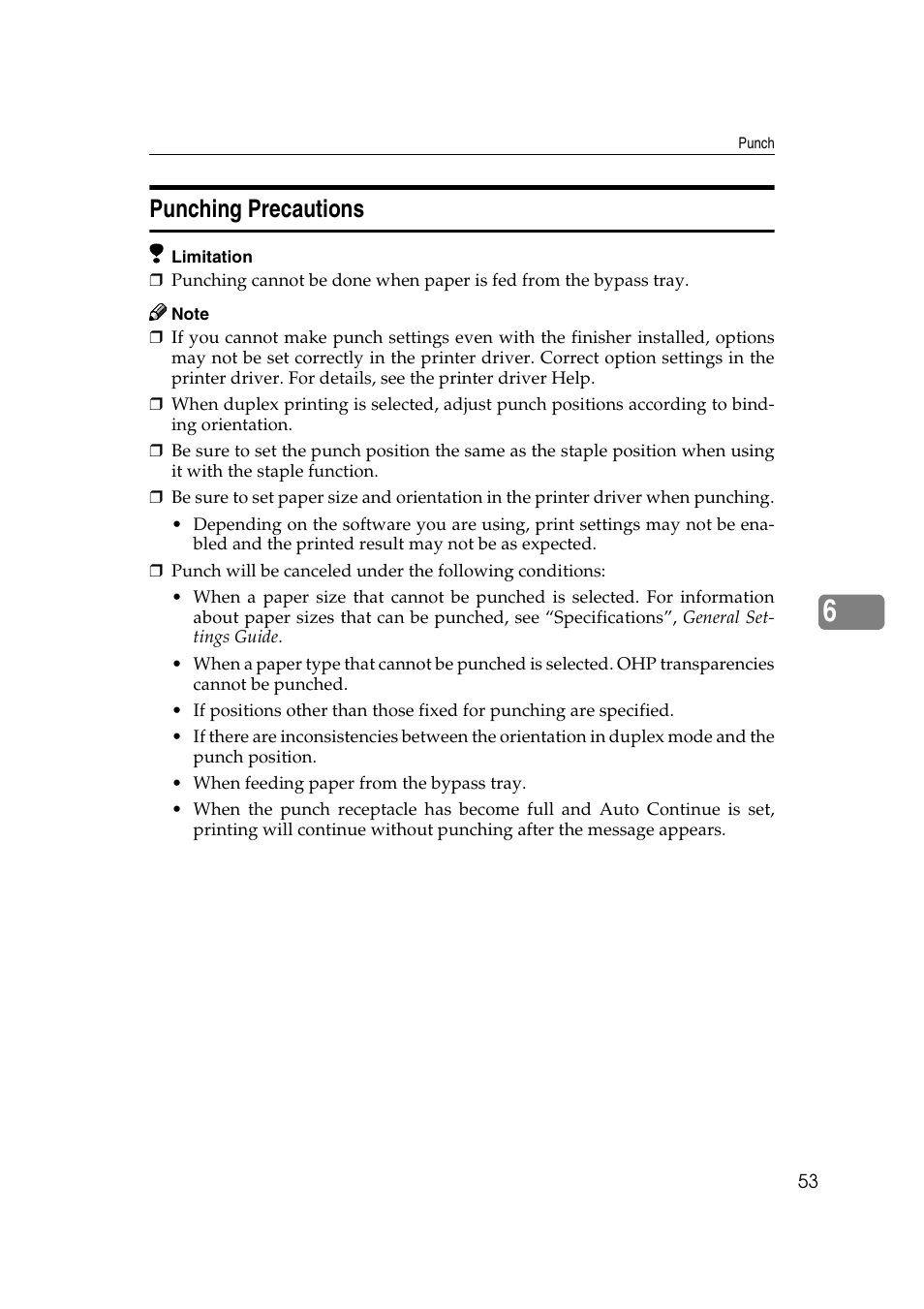 Punching precautions | Xerox 2045e User Manual | Page 57 / 78