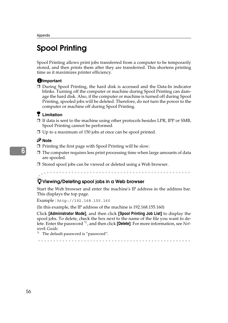 Spool printing, 6spool printing | Xerox 2045e User Manual | Page 60 / 78