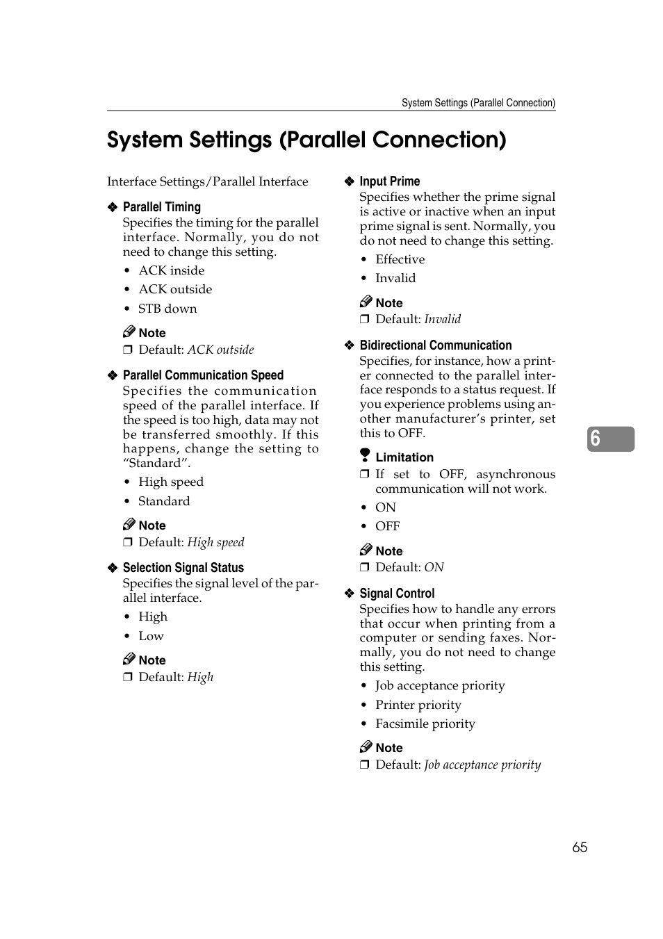 System settings (parallel connection), 6system settings (parallel connection) | Xerox 2045e User Manual | Page 69 / 78