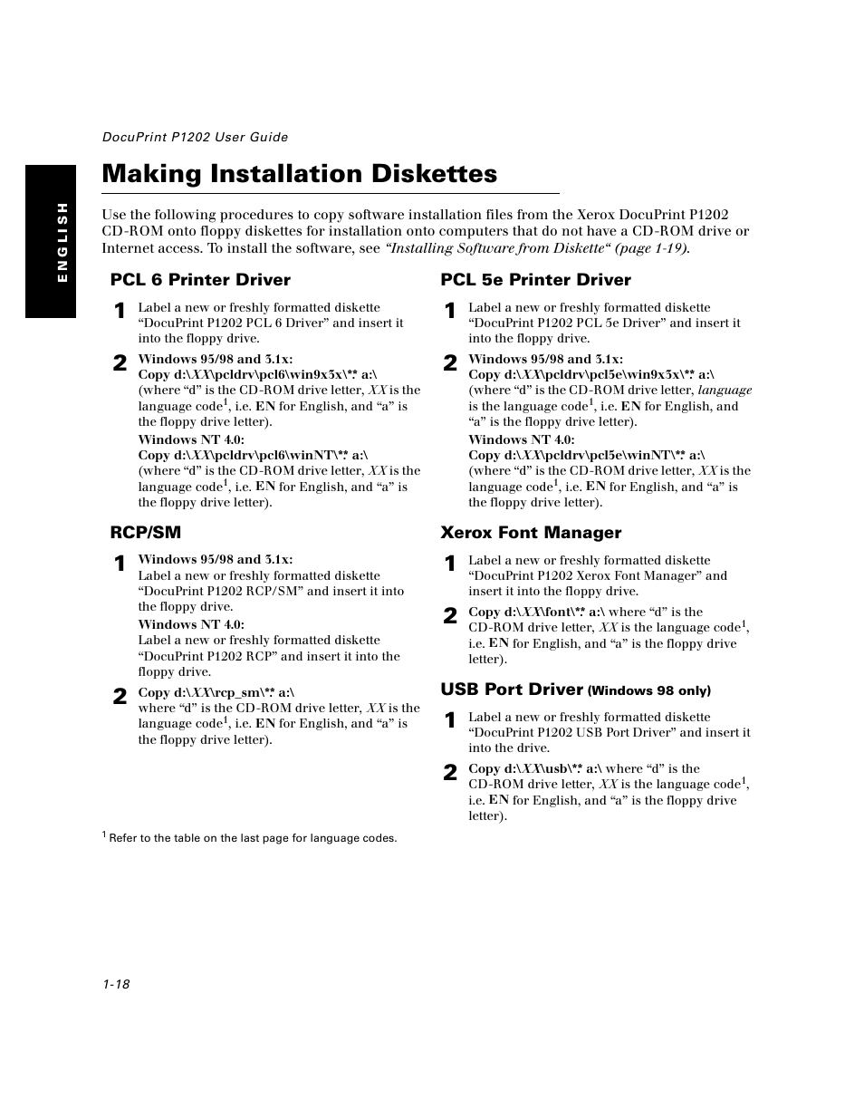 Making installation diskettes, Making installation diskettes -18 | Xerox DocuPrint P1202 User Manual | Page 18 / 24