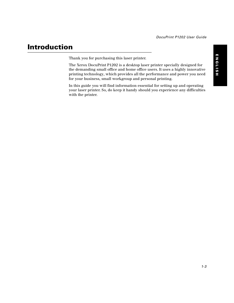 Introduction, Introduction -3 | Xerox DocuPrint P1202 User Manual | Page 3 / 24