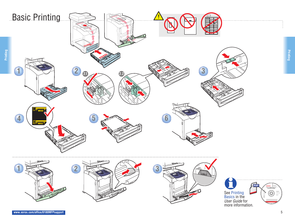 Basic printing | Xerox 6180MFP User Manual | Page 5 / 15