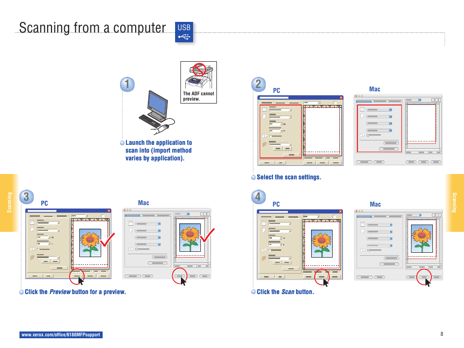 Scanning from a computer | Xerox 6180MFP User Manual | Page 8 / 15