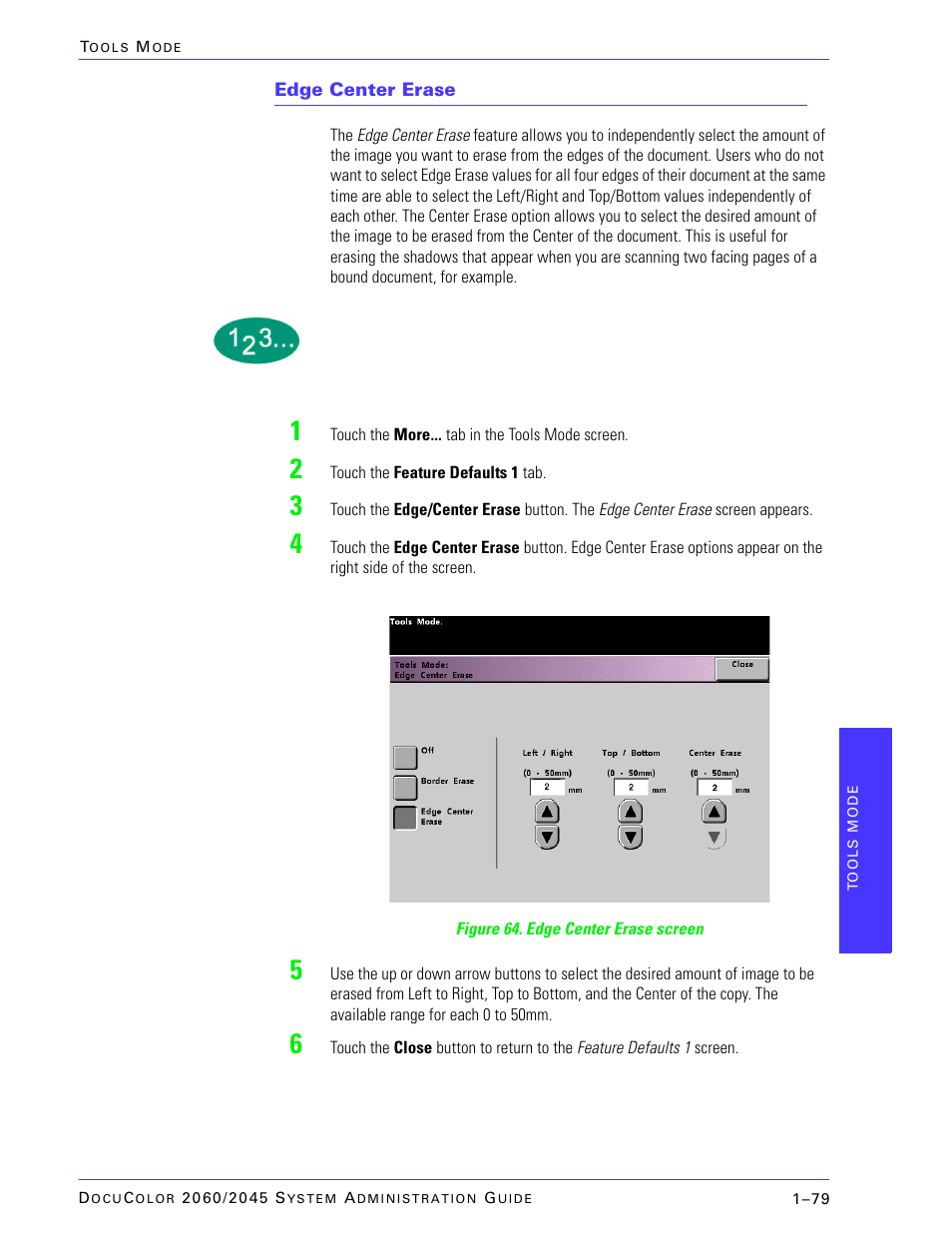 Edge center erase | Xerox DocuColor 2045 User Manual | Page 101 / 144