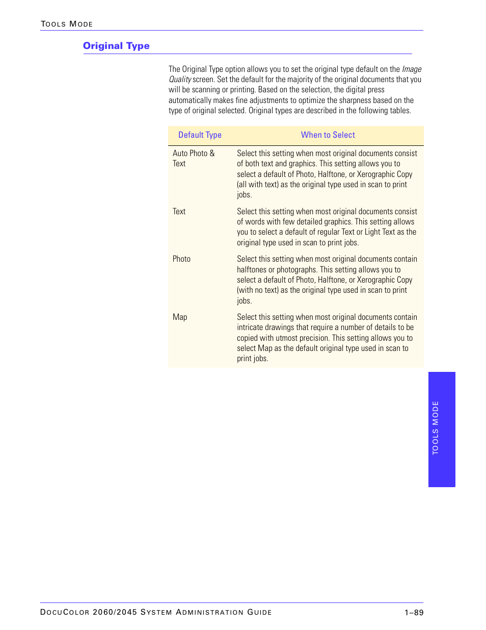 Original type | Xerox DocuColor 2045 User Manual | Page 111 / 144