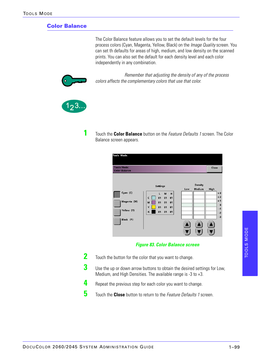 Color balance | Xerox DocuColor 2045 User Manual | Page 121 / 144