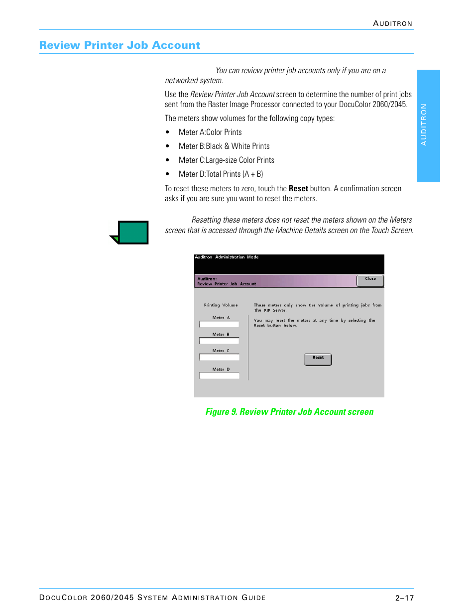 Review printer job account | Xerox DocuColor 2045 User Manual | Page 141 / 144