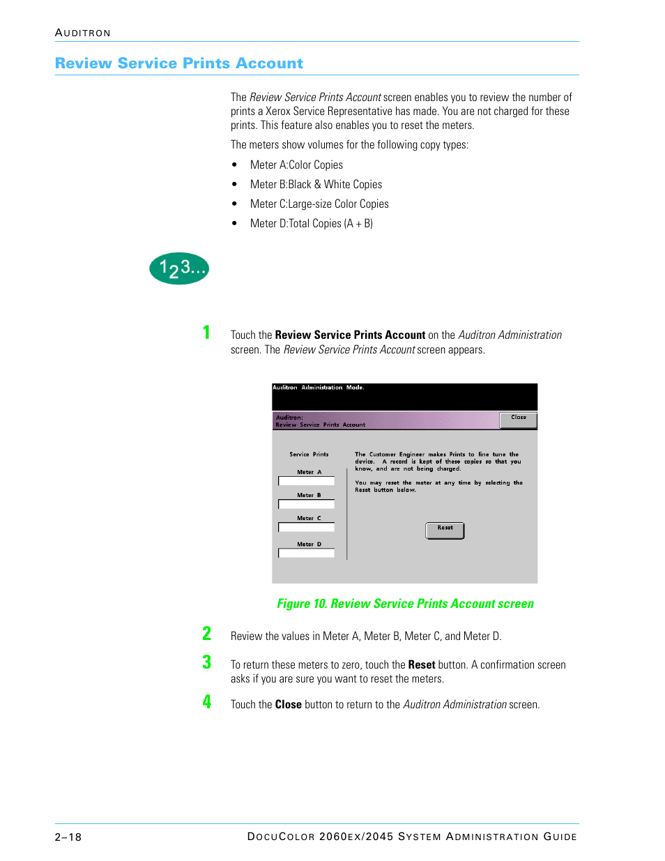Review service prints account | Xerox DocuColor 2045 User Manual | Page 142 / 144