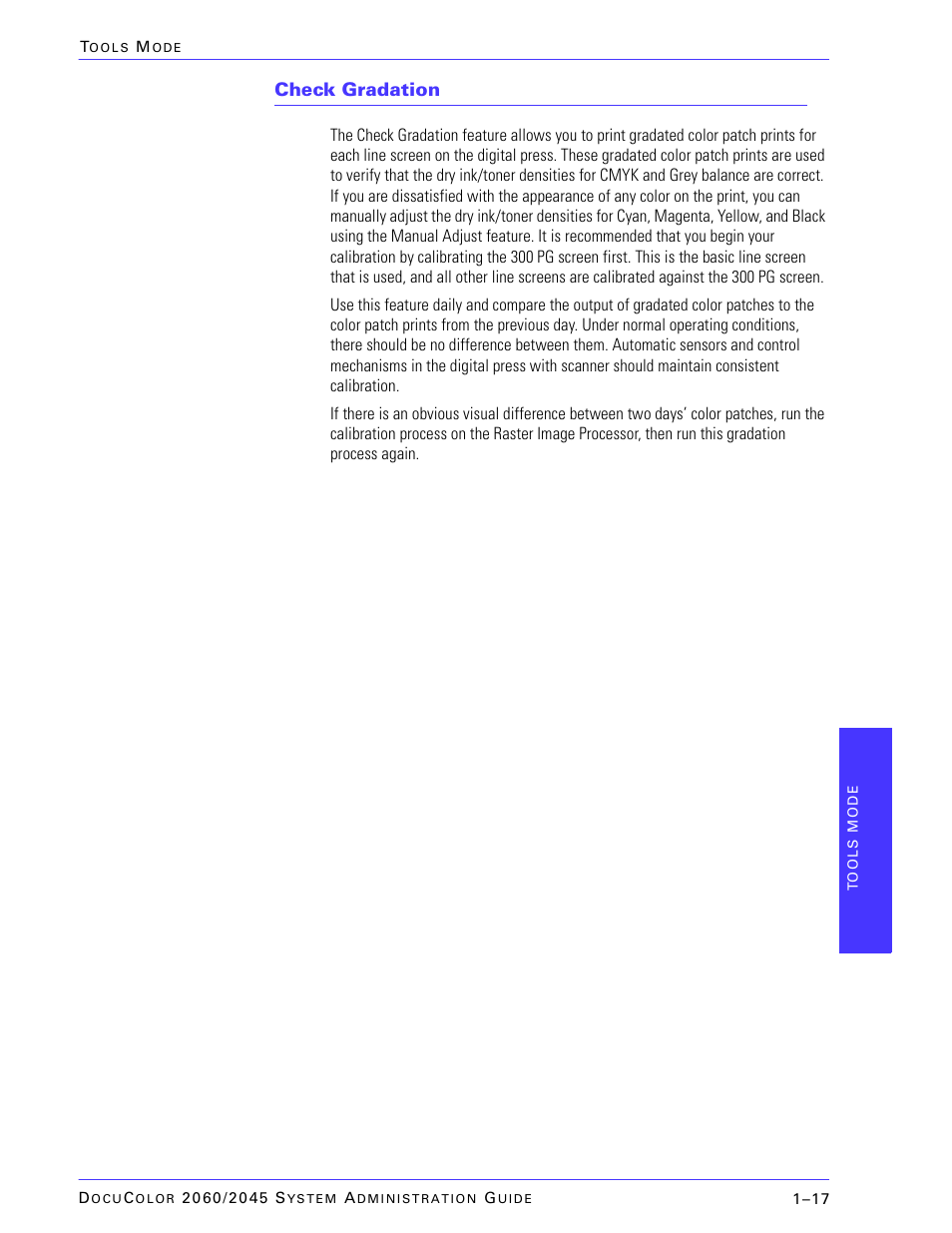 Check gradation | Xerox DocuColor 2045 User Manual | Page 39 / 144
