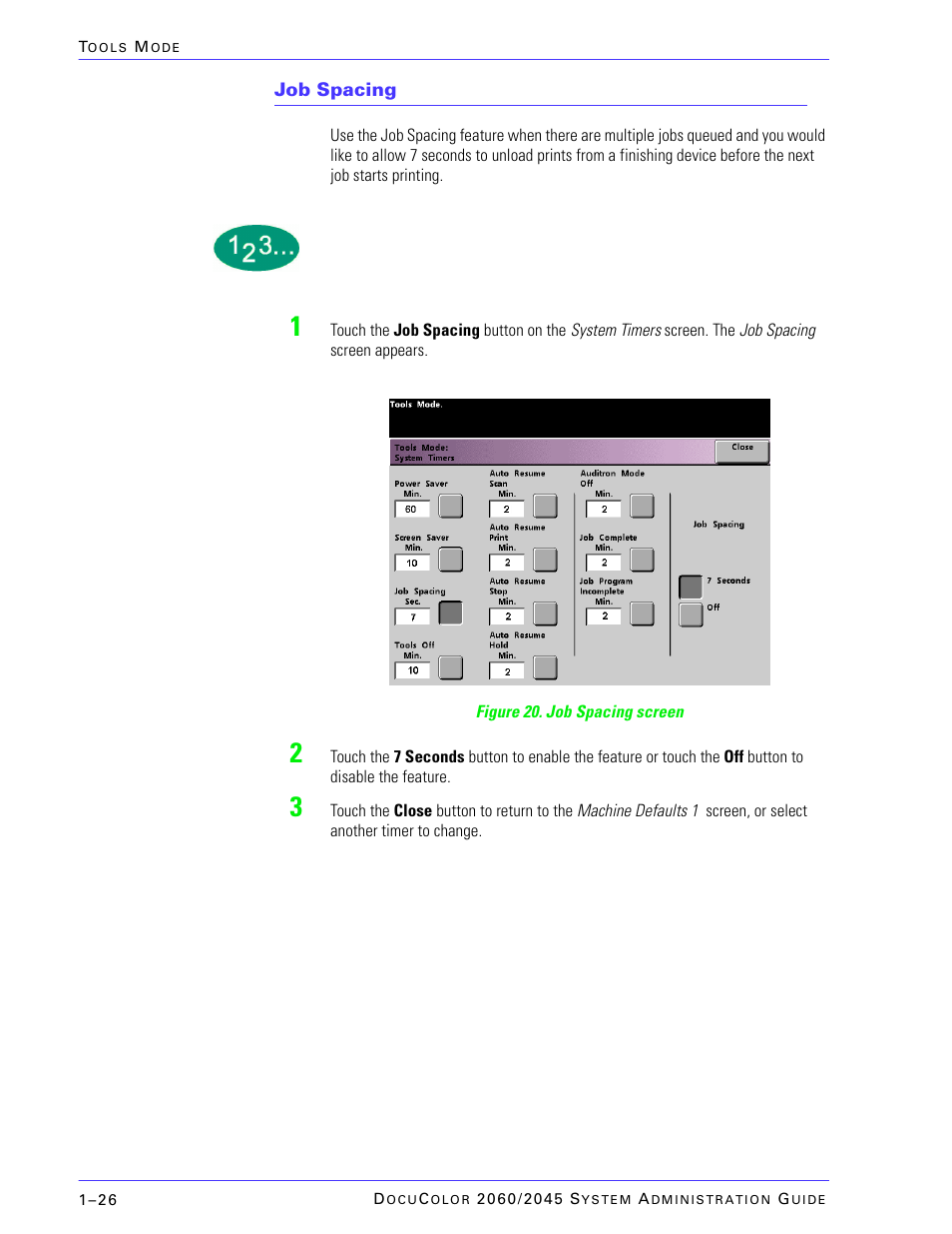 Job spacing | Xerox DocuColor 2045 User Manual | Page 48 / 144