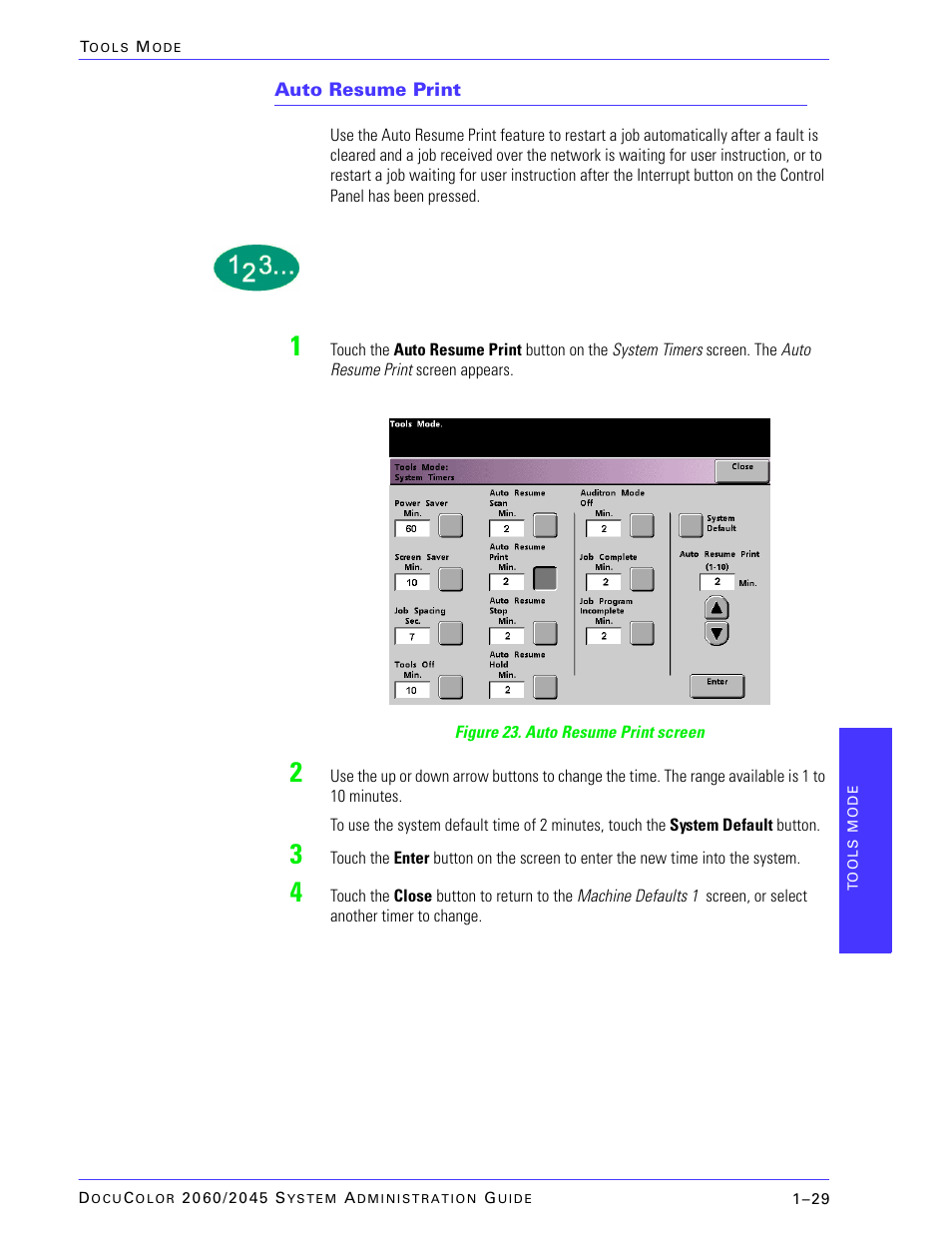 Auto resume print | Xerox DocuColor 2045 User Manual | Page 51 / 144