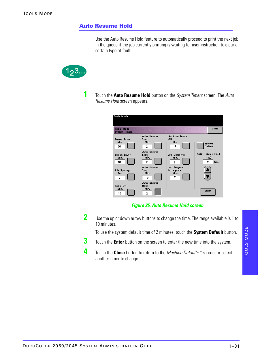 Auto resume hold | Xerox DocuColor 2045 User Manual | Page 53 / 144