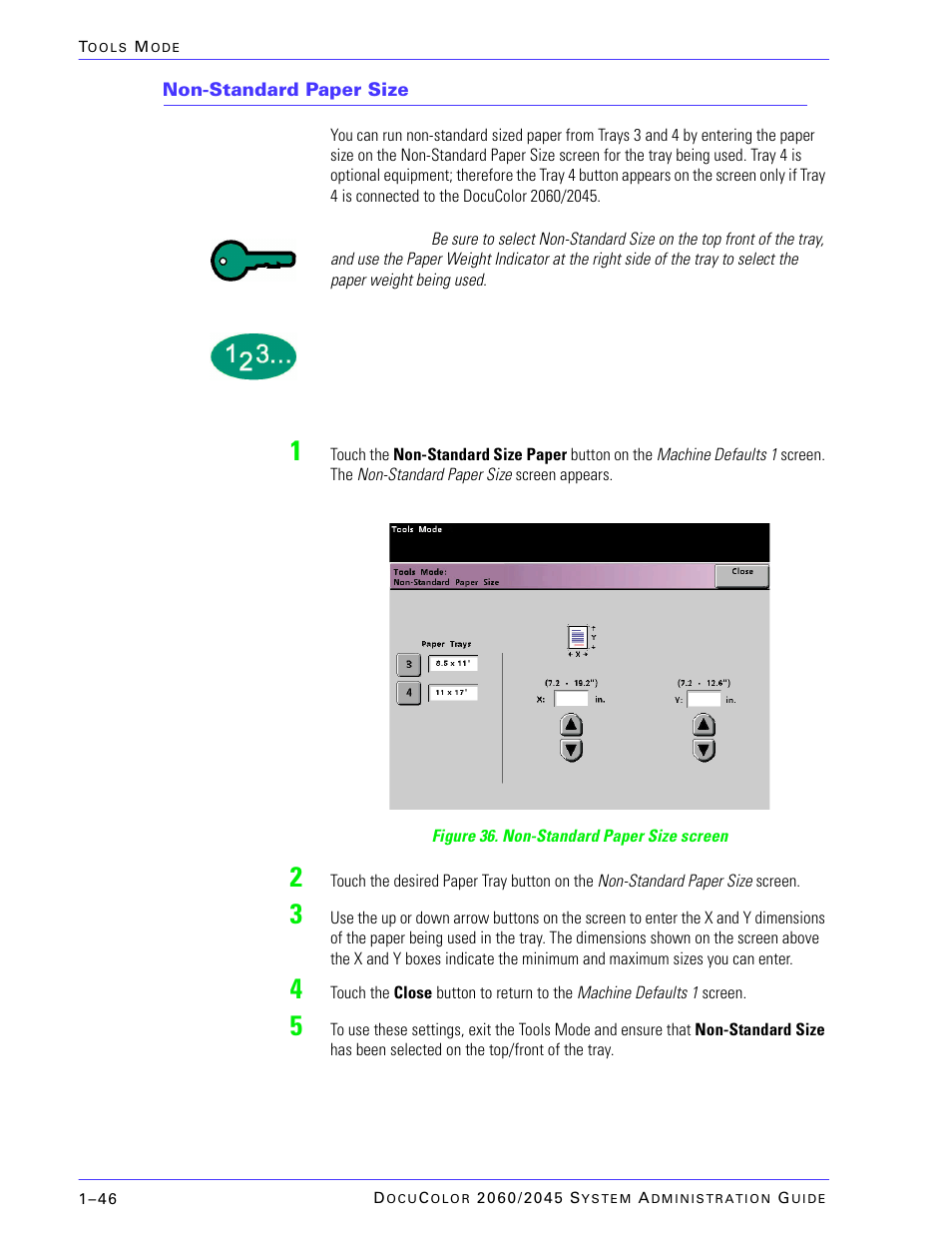 Non-standard paper size | Xerox DocuColor 2045 User Manual | Page 68 / 144