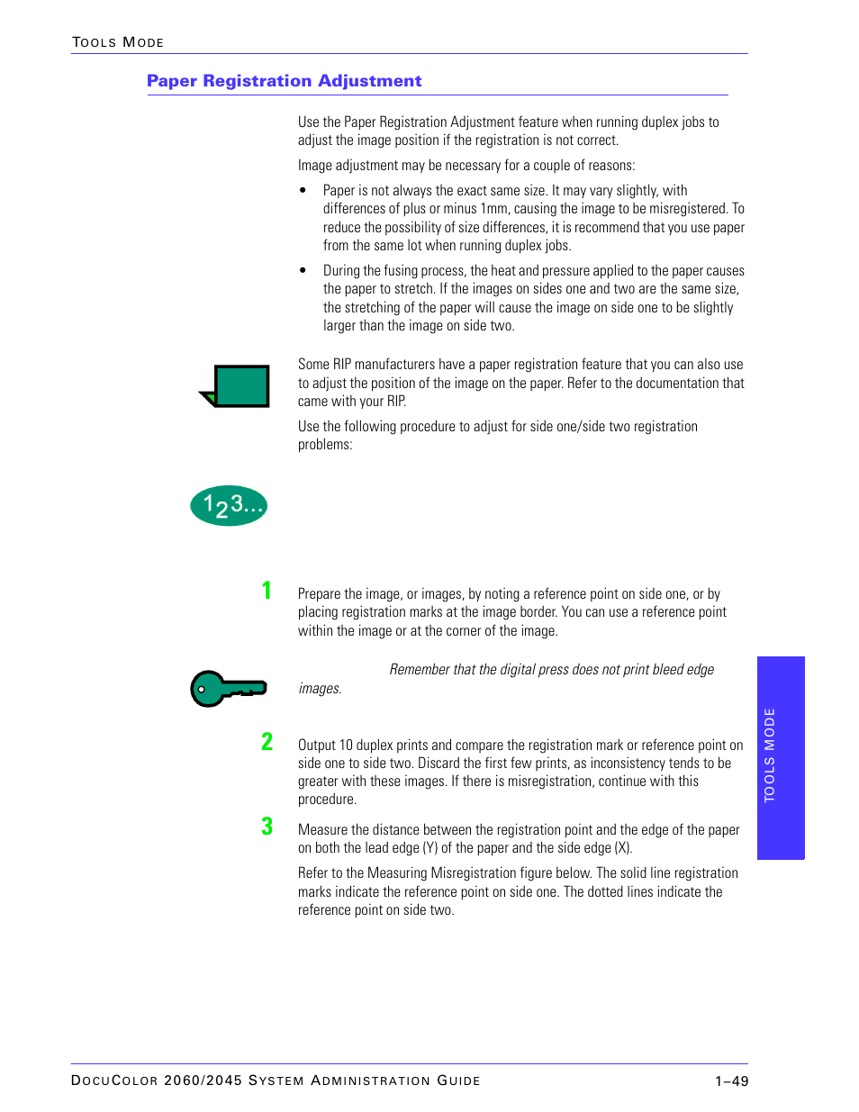 Paper registration adjustment | Xerox DocuColor 2045 User Manual | Page 71 / 144