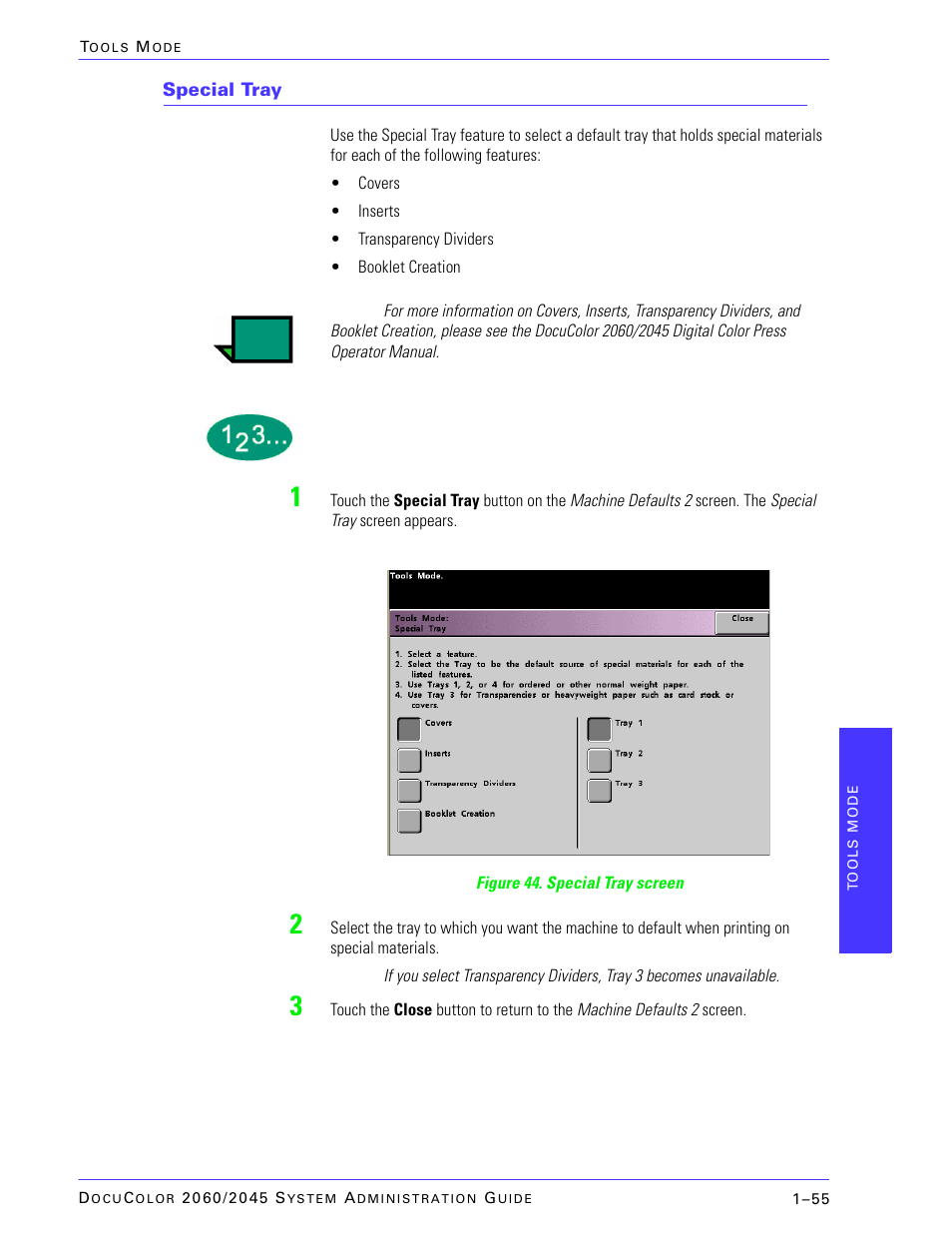 Special tray | Xerox DocuColor 2045 User Manual | Page 77 / 144