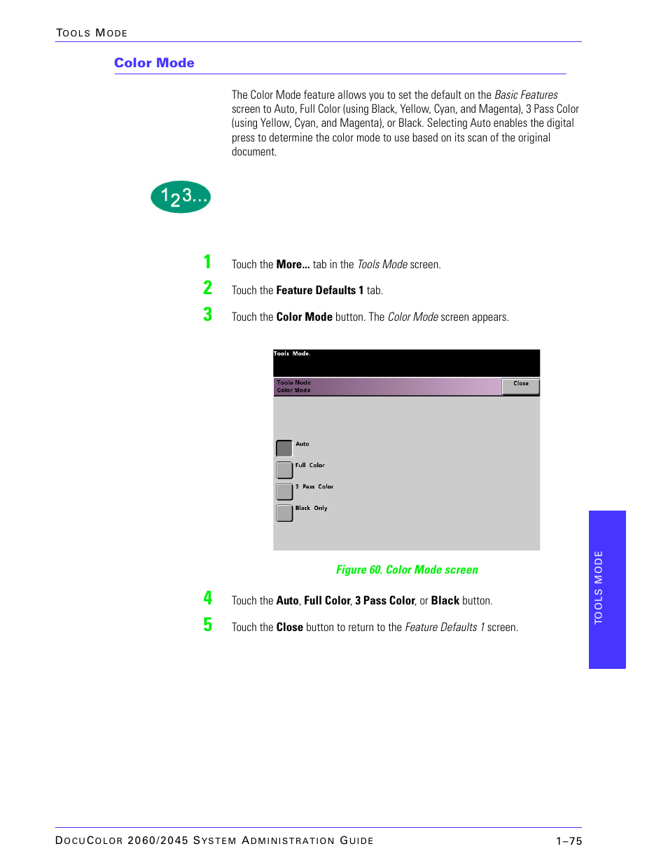 Color mode | Xerox DocuColor 2045 User Manual | Page 97 / 144