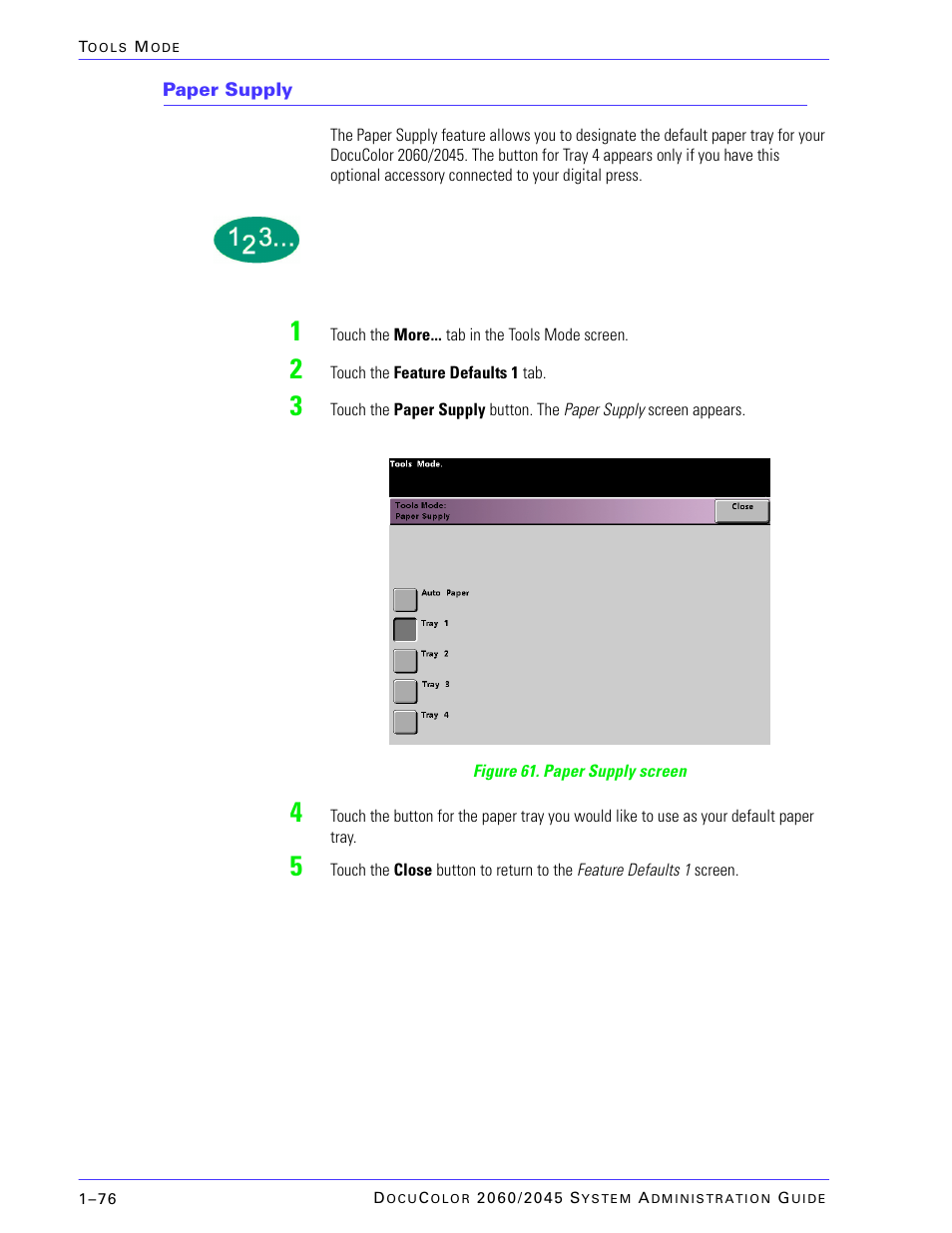 Paper supply | Xerox DocuColor 2045 User Manual | Page 98 / 144
