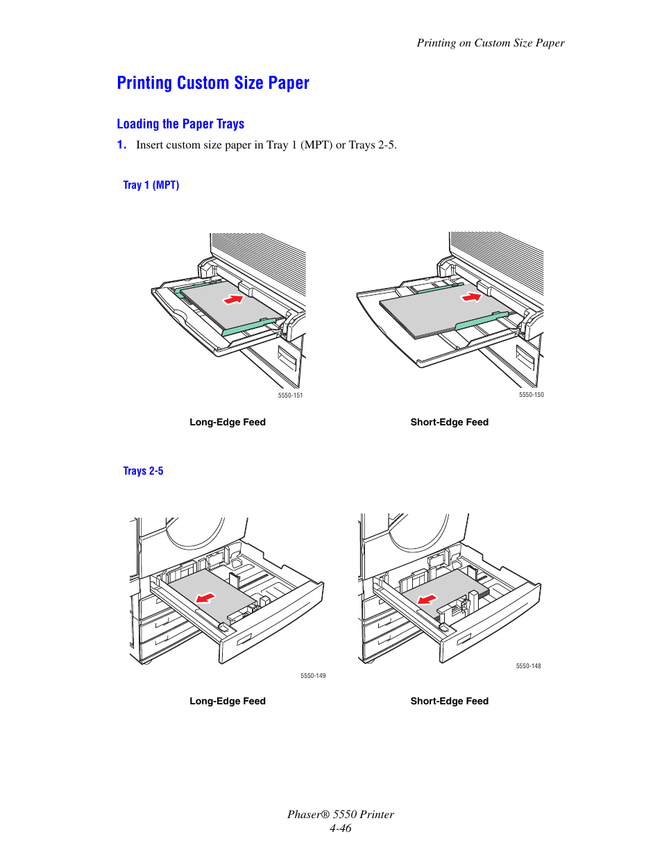Printing custom size paper, Printing custom size paper -46 | Xerox 5550 User Manual | Page 107 / 237