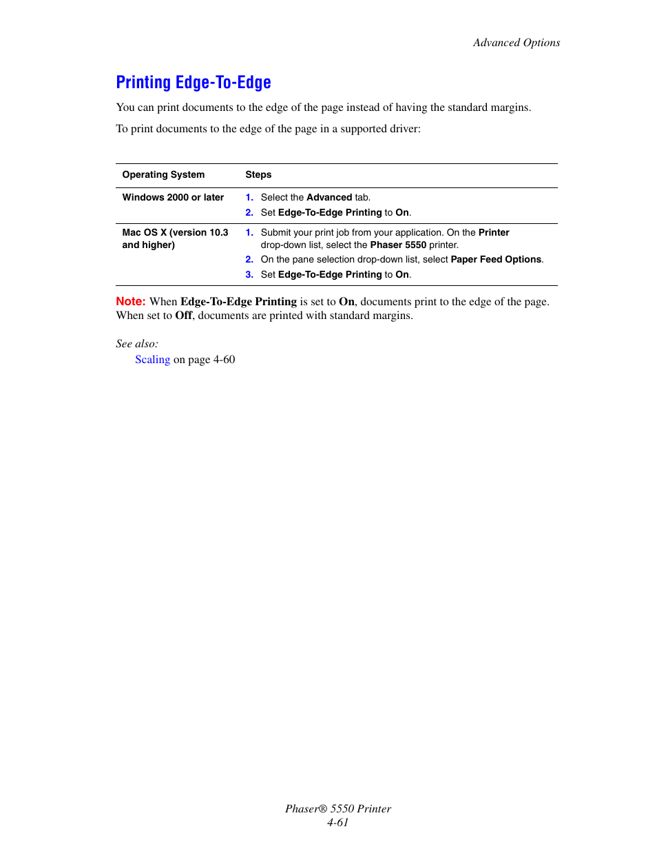 Printing edge-to-edge, Printing edge-to-edge -61 | Xerox 5550 User Manual | Page 122 / 237