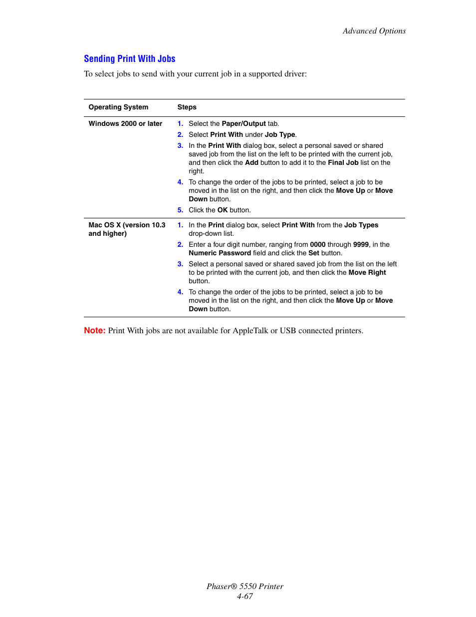 Sending print with jobs | Xerox 5550 User Manual | Page 128 / 237