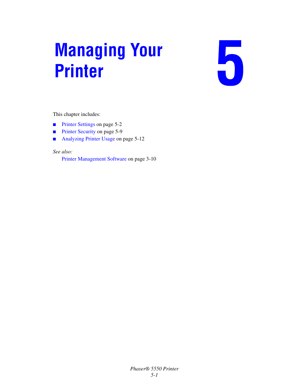 Managing your printer | Xerox 5550 User Manual | Page 131 / 237