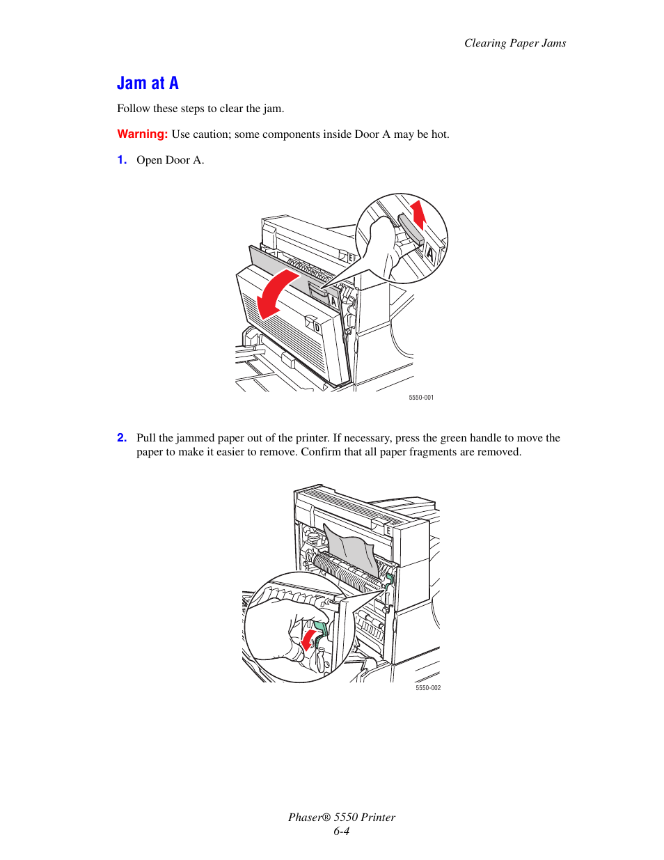 Jam at a, Jam at a -4 | Xerox 5550 User Manual | Page 148 / 237