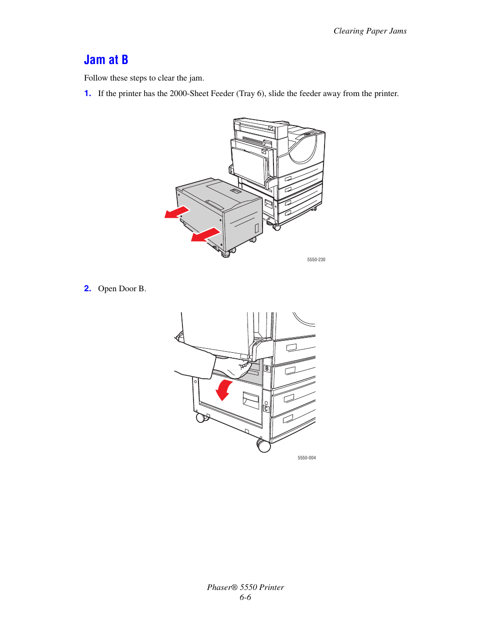 Jam at b, Jam at b -6 | Xerox 5550 User Manual | Page 150 / 237