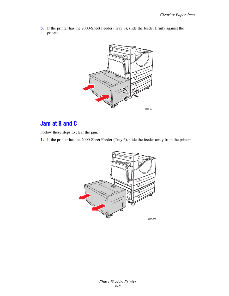 Jam at b and c, Jam at b and c -8 | Xerox 5550 User Manual | Page 152 / 237