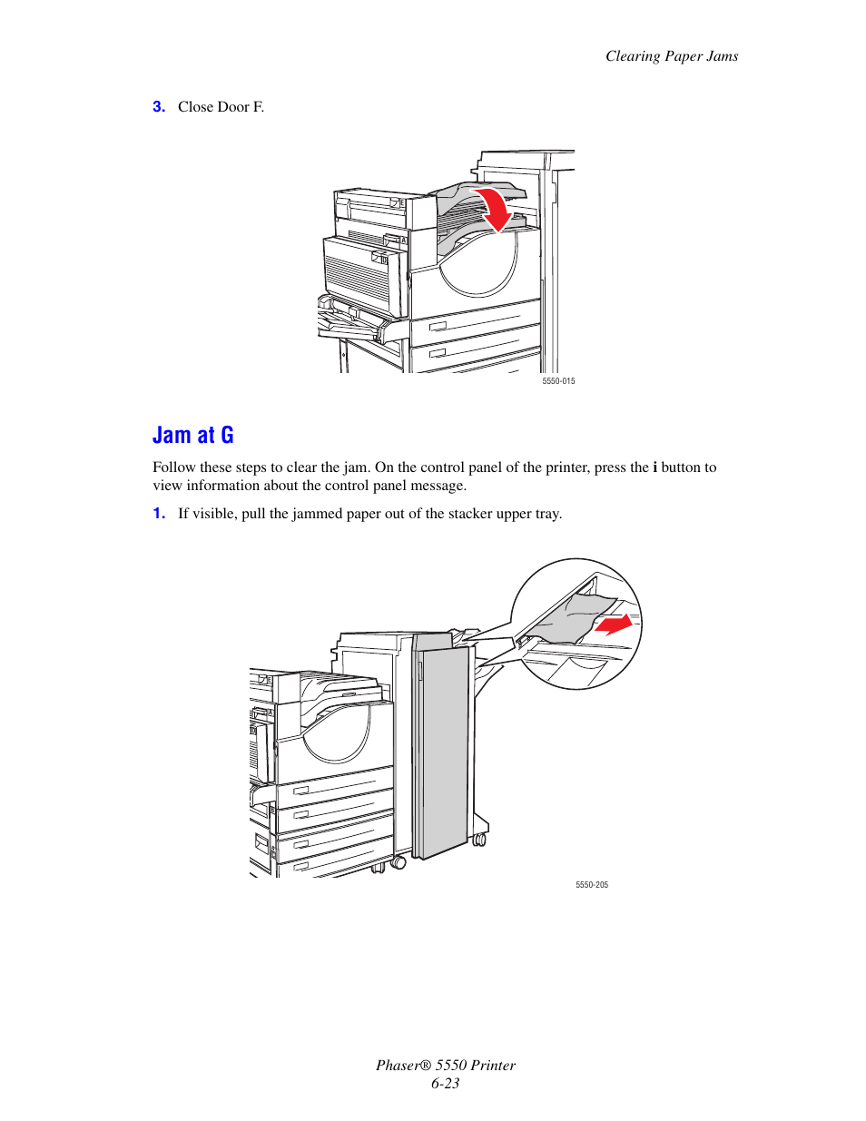 Jam at g, Jam at g -23 | Xerox 5550 User Manual | Page 167 / 237