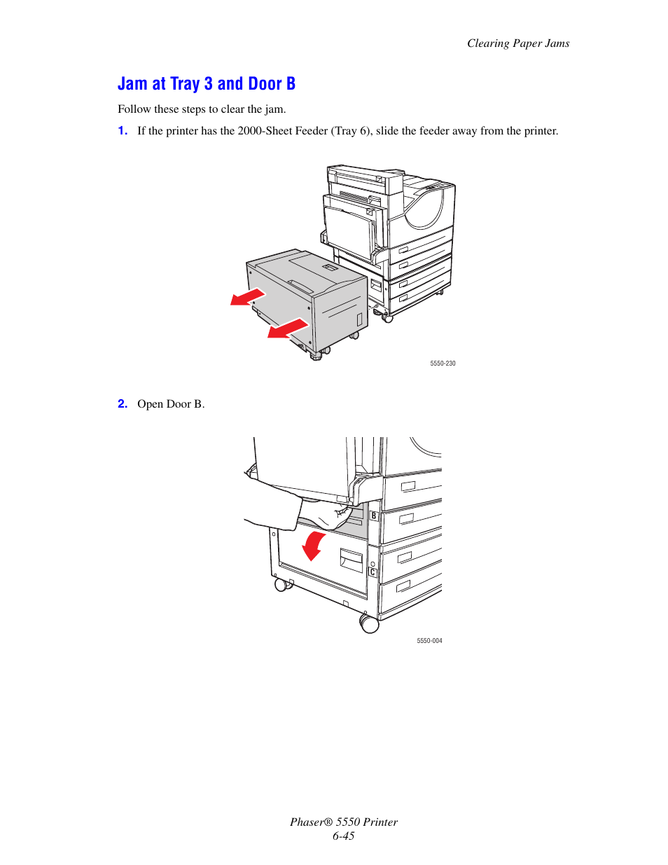 Jam at tray 3 and door b, Jam at tray 3 and door b -45 | Xerox 5550 User Manual | Page 189 / 237