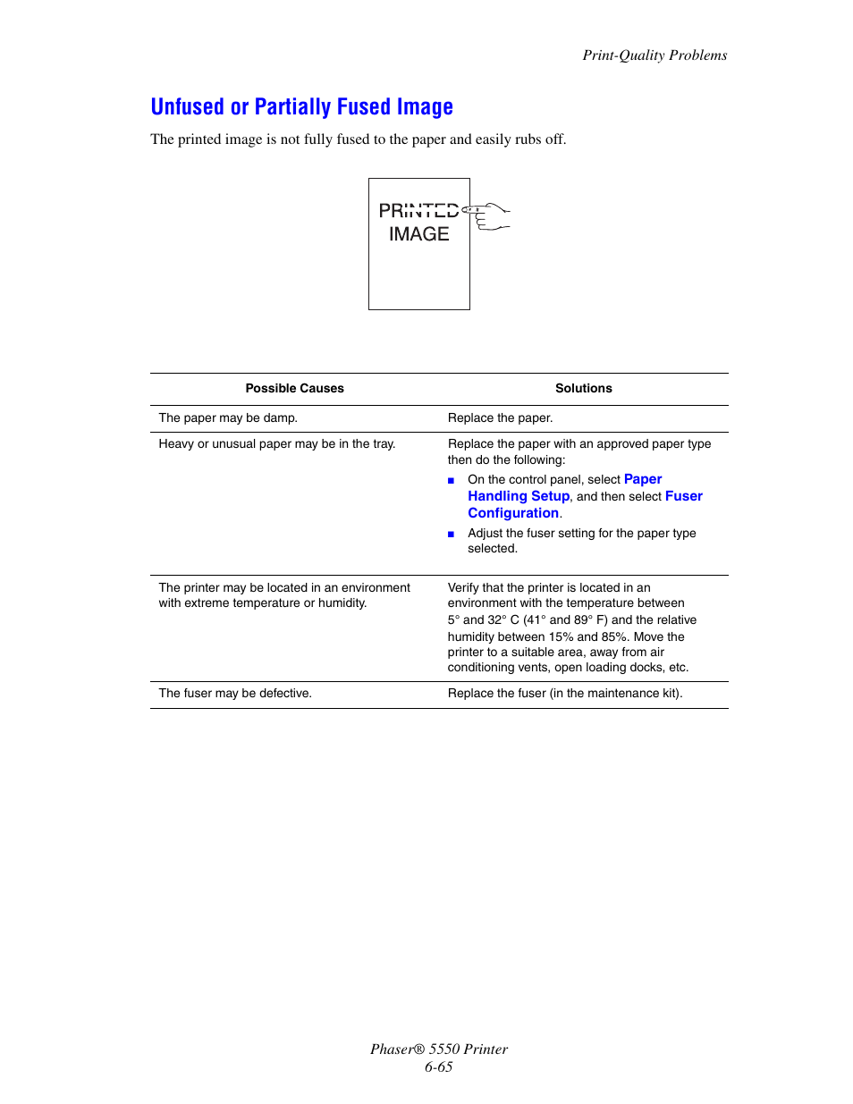 Unfused or partially fused image, Unfused or partially fused image -65 | Xerox 5550 User Manual | Page 209 / 237