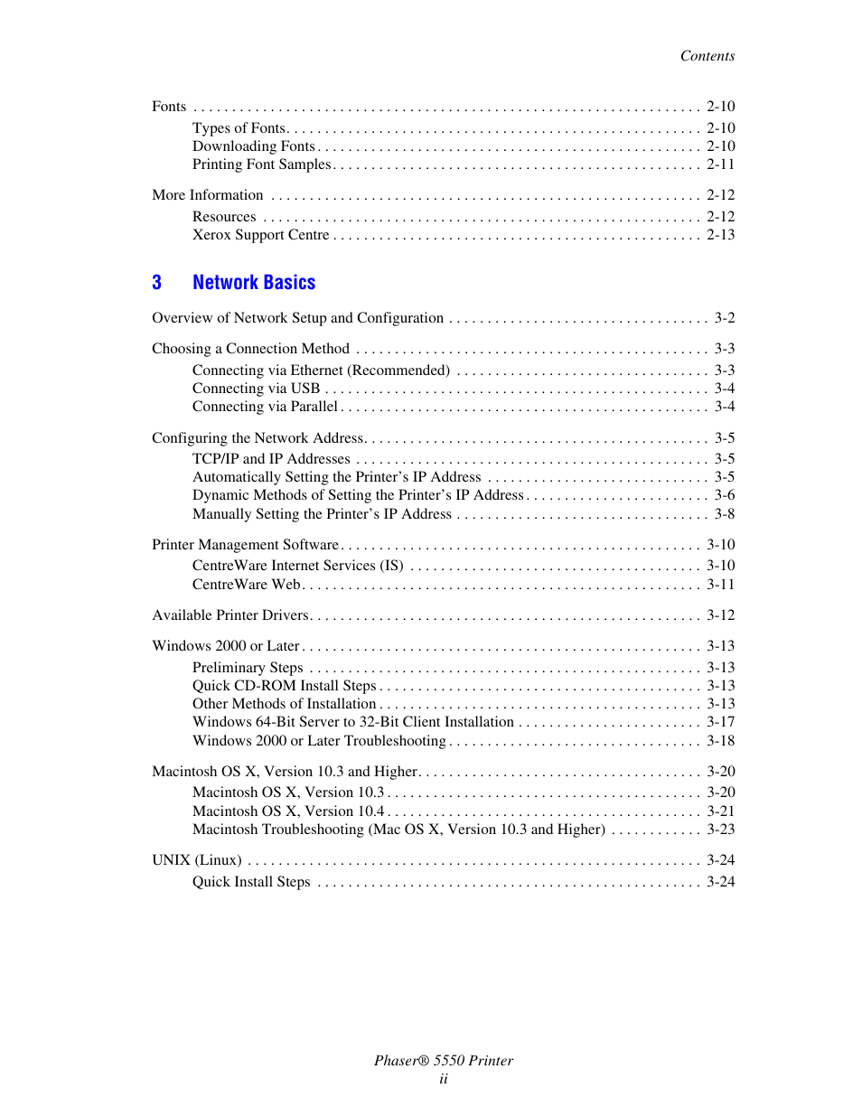 3network basics | Xerox 5550 User Manual | Page 4 / 237