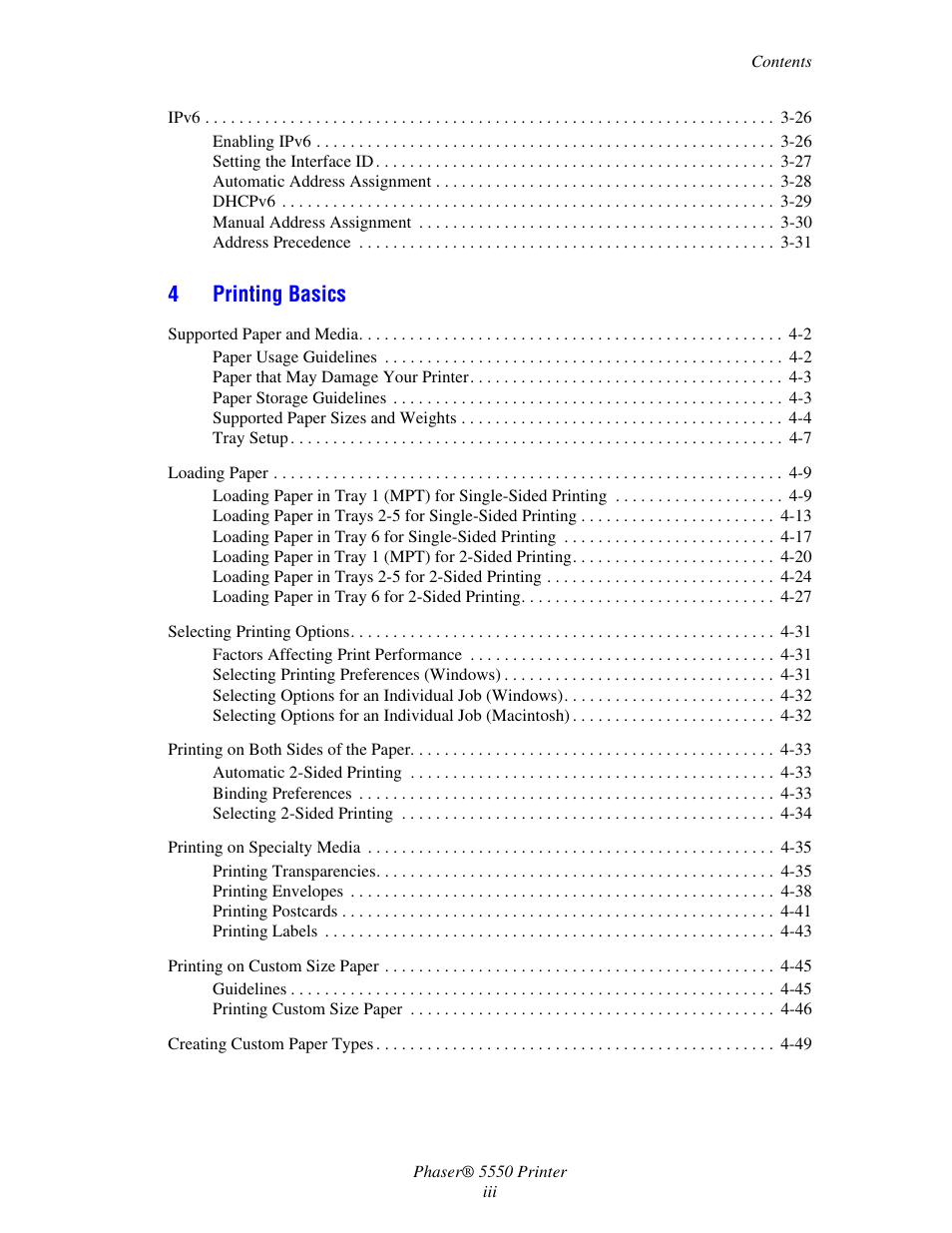 4printing basics | Xerox 5550 User Manual | Page 5 / 237