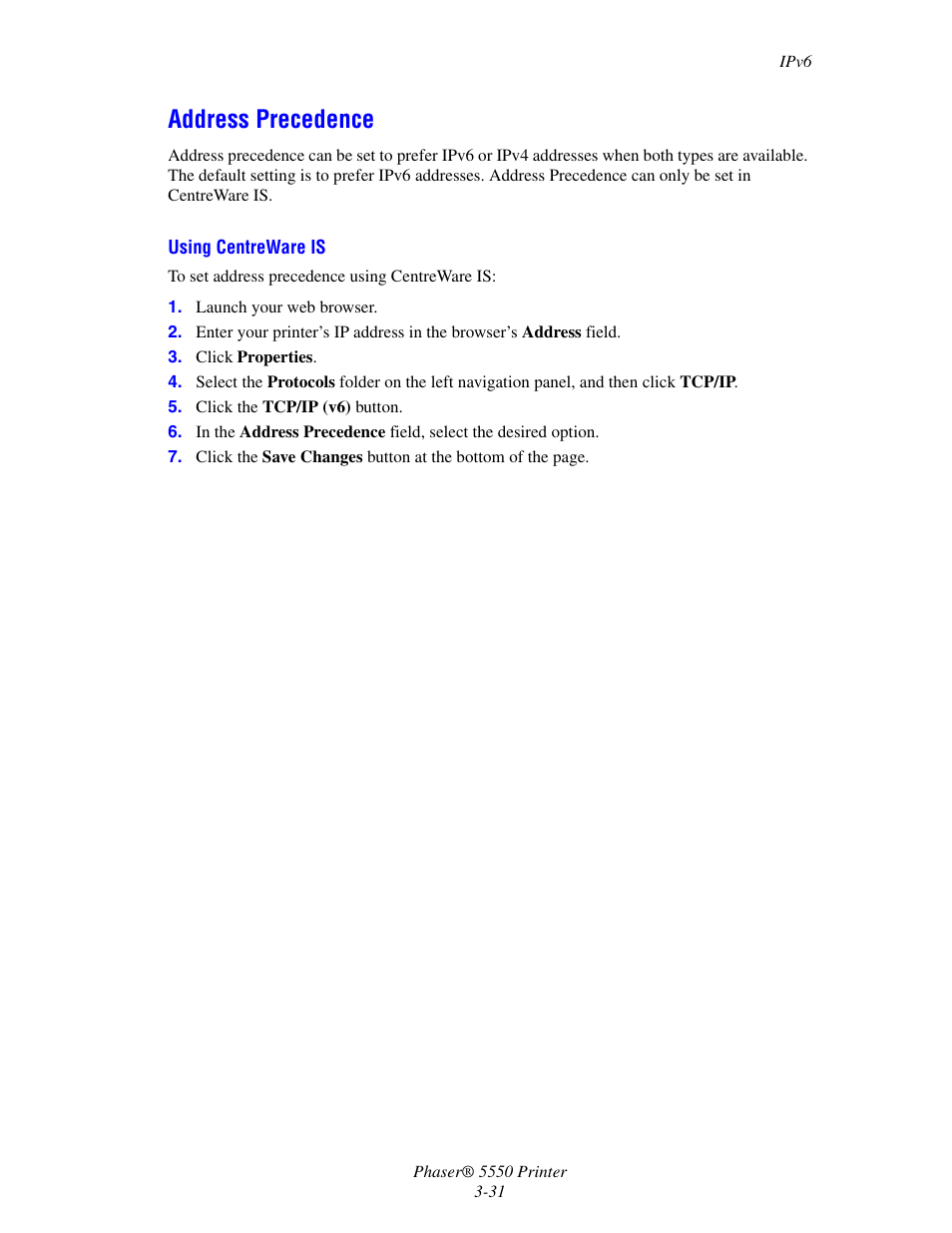 Address precedence, Address precedence -31 | Xerox 5550 User Manual | Page 61 / 237