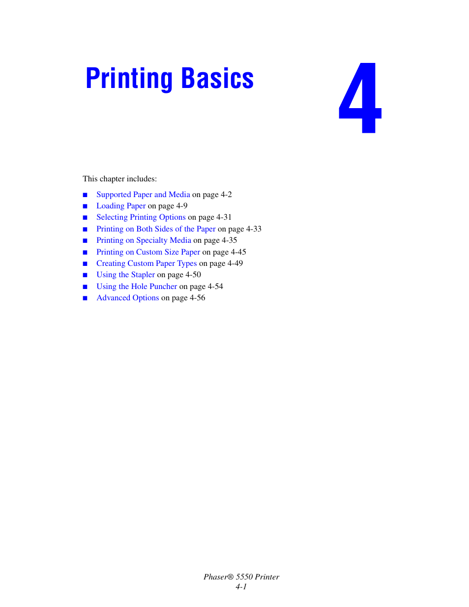 Printing basics | Xerox 5550 User Manual | Page 62 / 237
