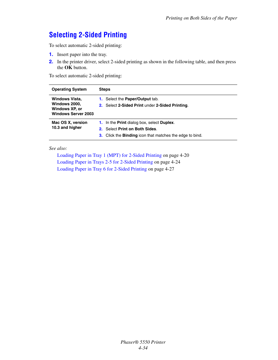Selecting 2-sided printing, Selecting 2-sided printing -34 | Xerox 5550 User Manual | Page 95 / 237