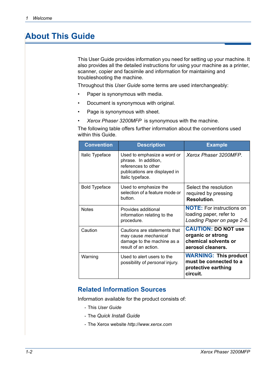 About this guide, About this guide -2, Related information sources | Xerox 3200MFP User Manual | Page 10 / 236